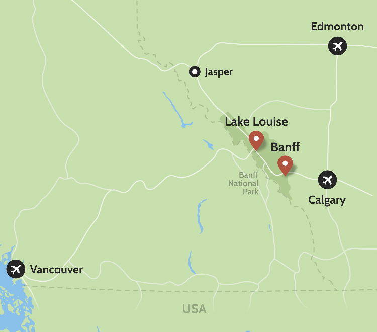 Map of town distances to Banff
