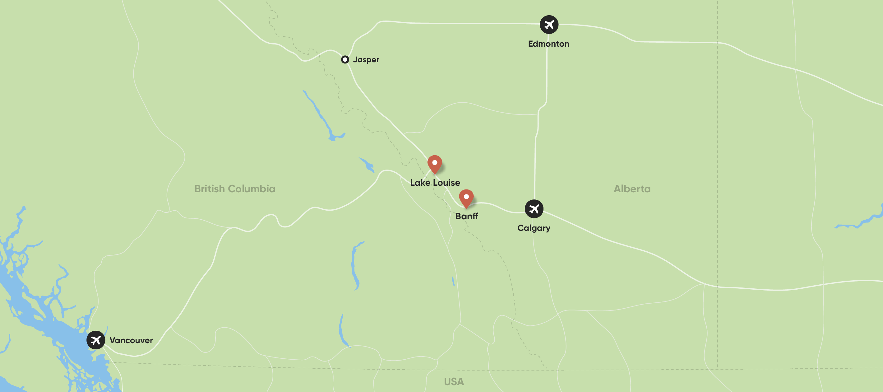 Map of town distances to Banff